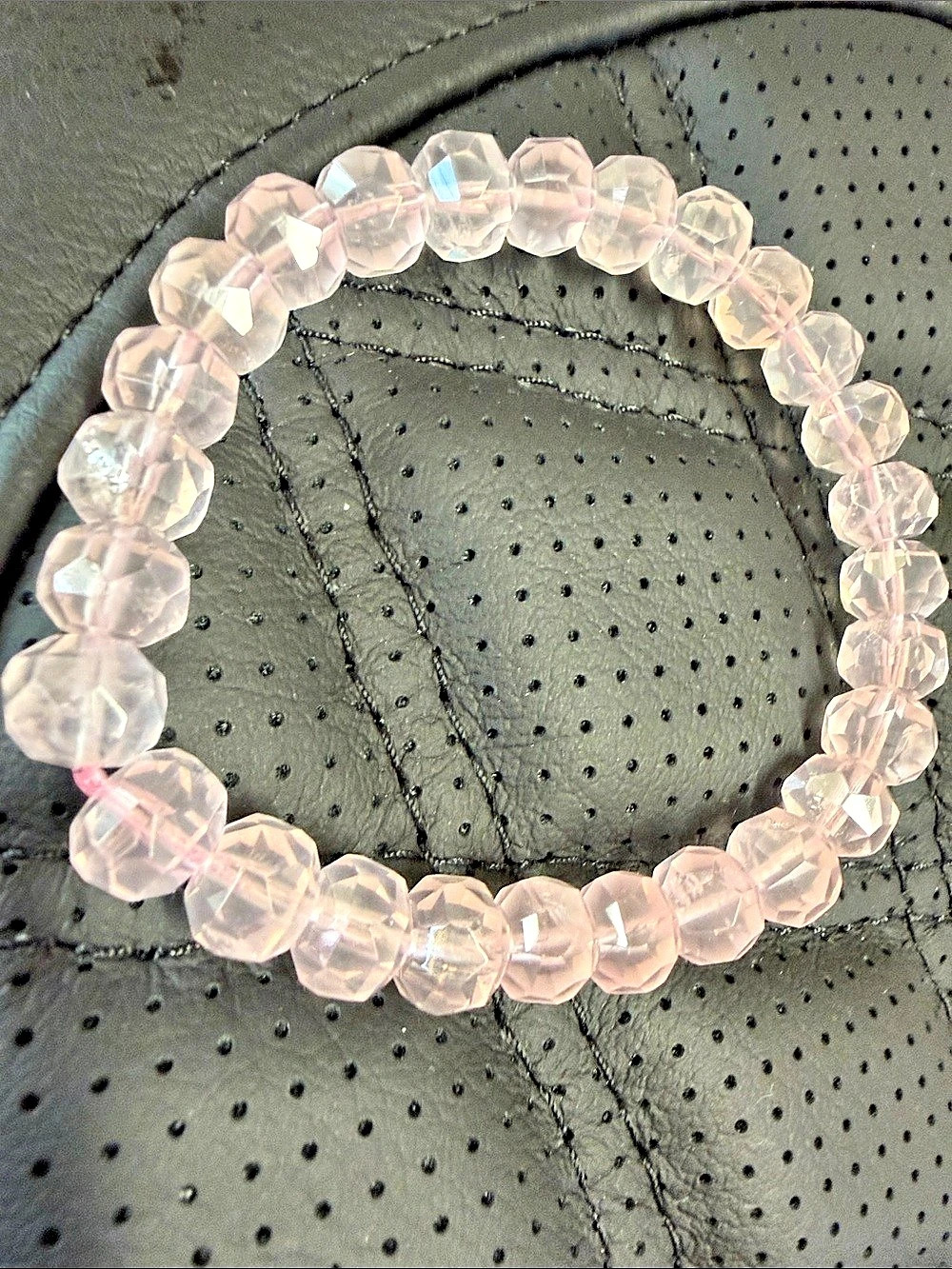 Pink Rose quartz Beaded faceted Stretch Bracelet